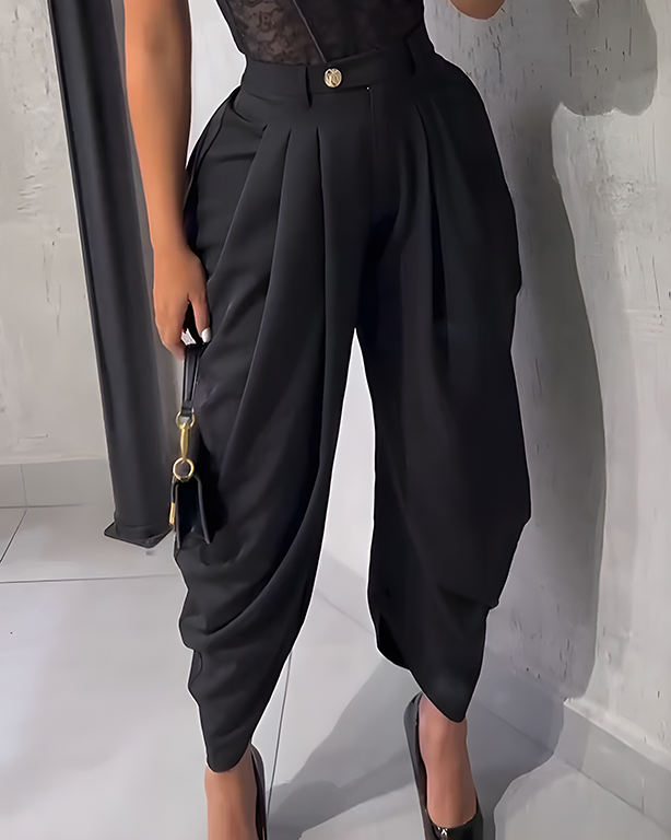 High Waist Loose Ruched Irregular Casual Pants