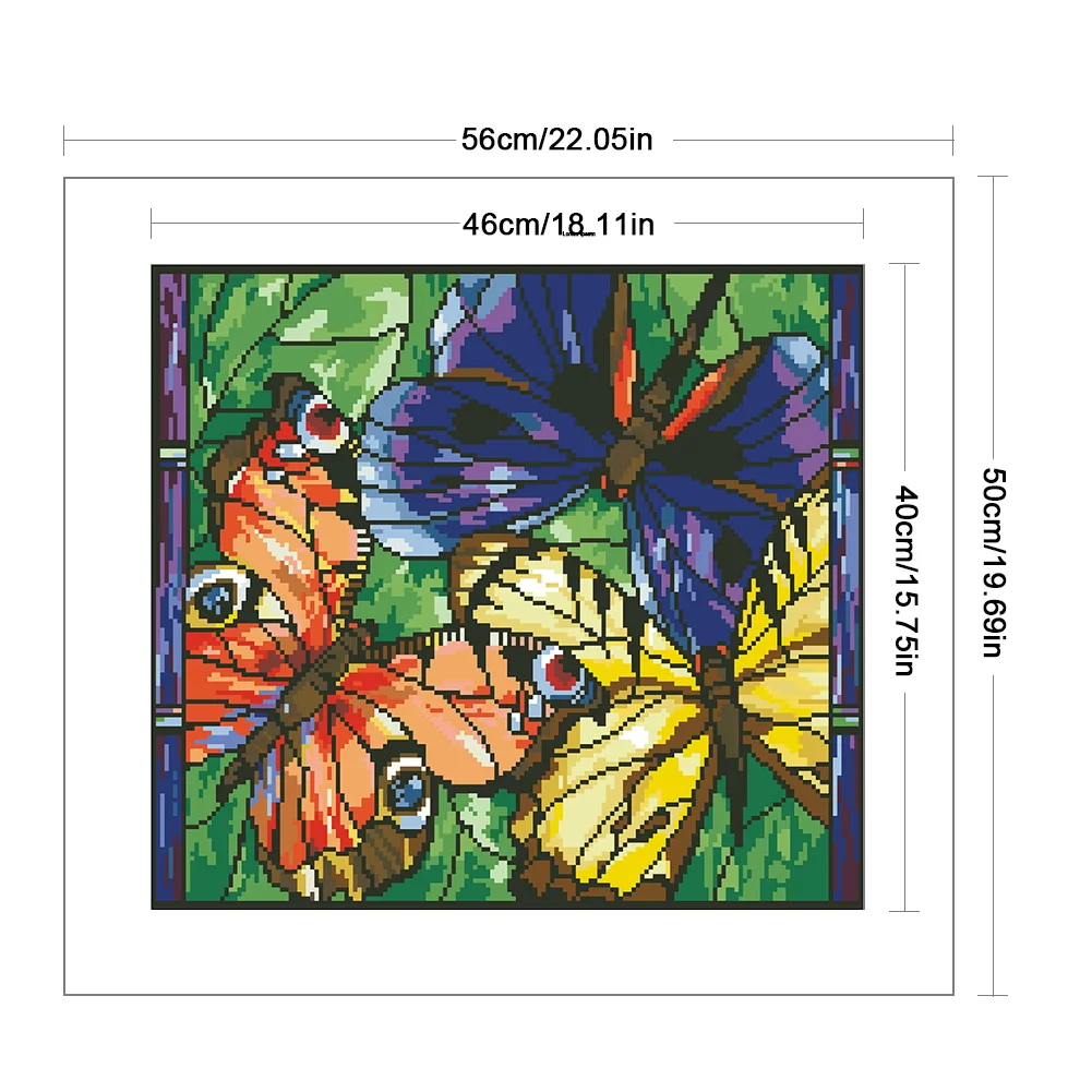 9CT Full Stamped Cross Stitch Bead Embroidery- Butterfly(Canvas|46*40CM)