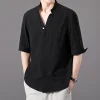 Men's Large Size Loose Linen Shirt