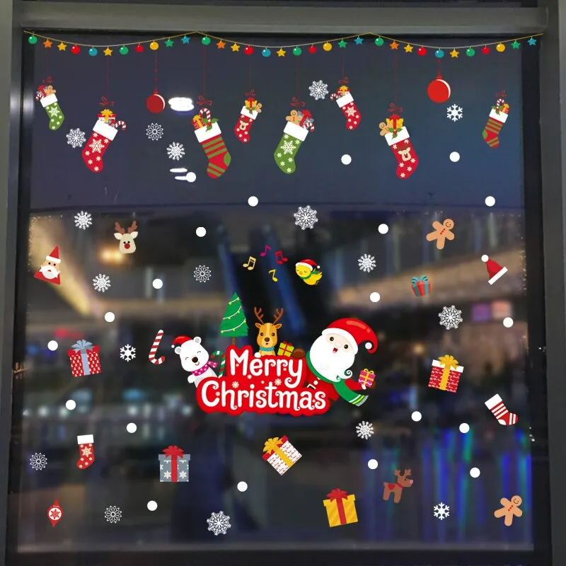 DIY Merry Christmas Wall Stickers Window Glass Stickers Christmas Decorations For Home Christmas Ornaments Xmas New Year 2021