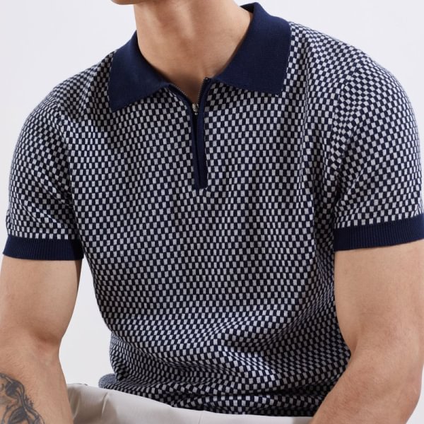 Small Plaid Texture Polo Shirt