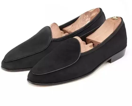 Handmade Mens black suede moccasins, Men suede penny loafer, Shoes for men