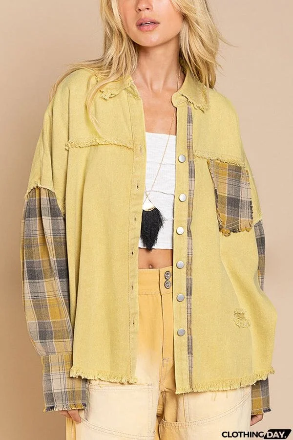 Forest Morning Plaid Button Front Shacket