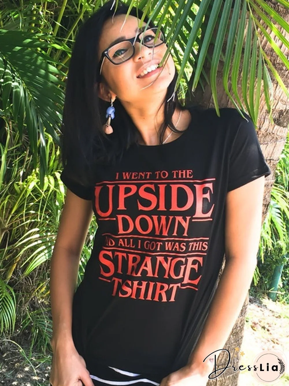 1Pcs Upside Down Stranger Things Funny T-Shirt Harajuku T Shirt Women Red Print Punk Tshirt Rock Graphic Tees Shirt Women T Shirt