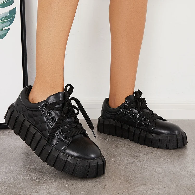 Casual Lace up Platform Sneakers Lightweight Walking Shoes
