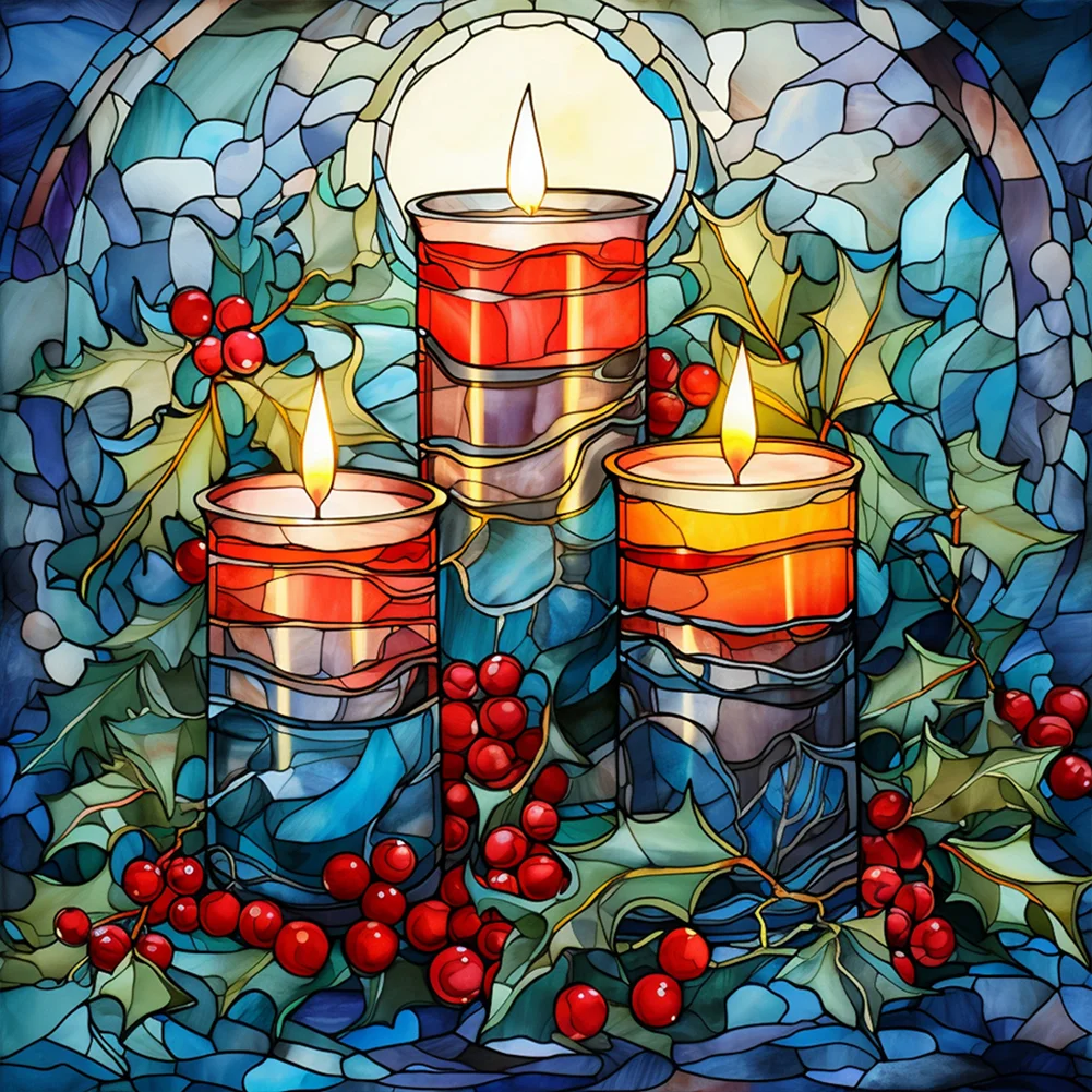 Christmas Candle Diamond Painting Design Embroidery 5D Portrait