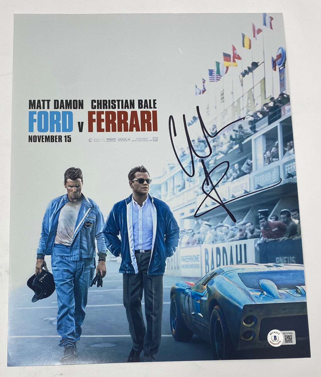 Christian Bale Signed Autographed 11x14 Photo Poster painting Ford v Ferrari Beckett BAS COA