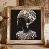 Pearl Headwrap Black Lady Special Shaped 5D DIY Partial Drill Diamond Art Kit 30x30cm Diamonds Dots Gem Art Kits for Adults Home Decor