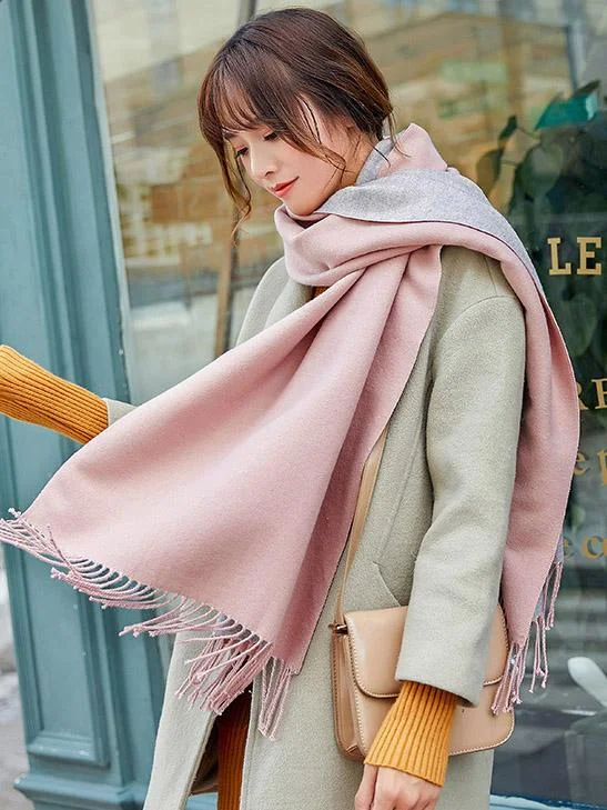 Both-side Warm Tasseled Super Long Scarf