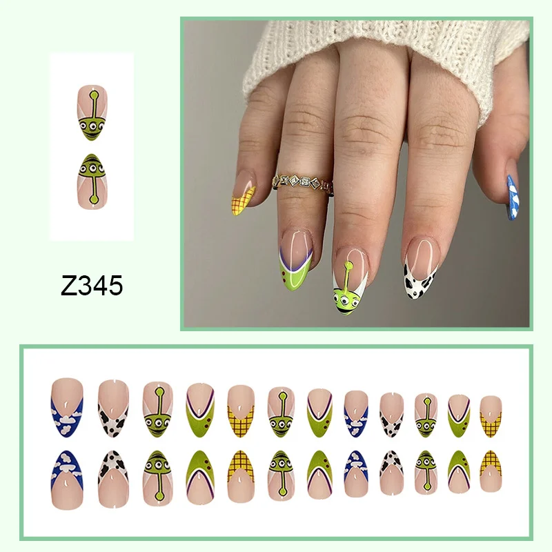 Churchf Churchf Clouds French Almond Pixie Halloween Milk Pattern Wear Nails Festive Nails