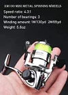 Mini XM100 small metal spinning wheel, pen rod fishing reel, rocking wheel, fishing reel, palm treasure small fishing reel