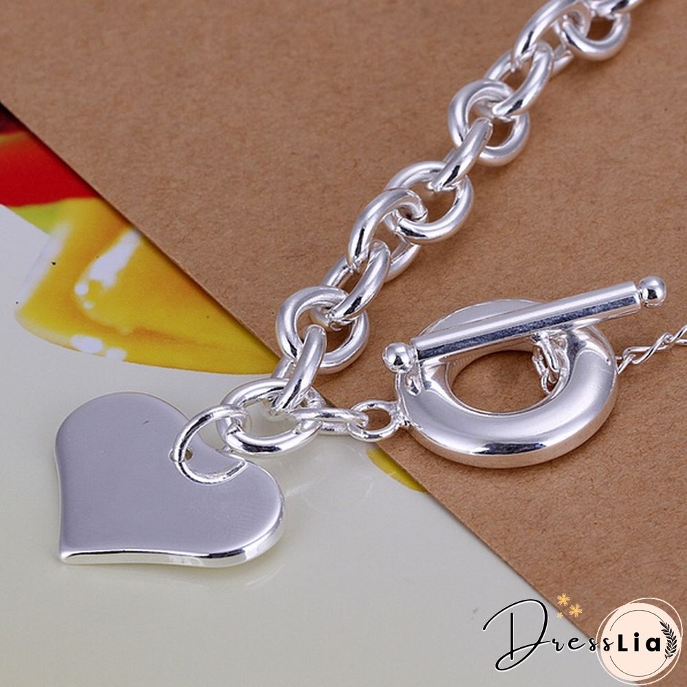Fashion Jewelry Double Heart 925 Sterling Silver Chain Bracelets for Women
