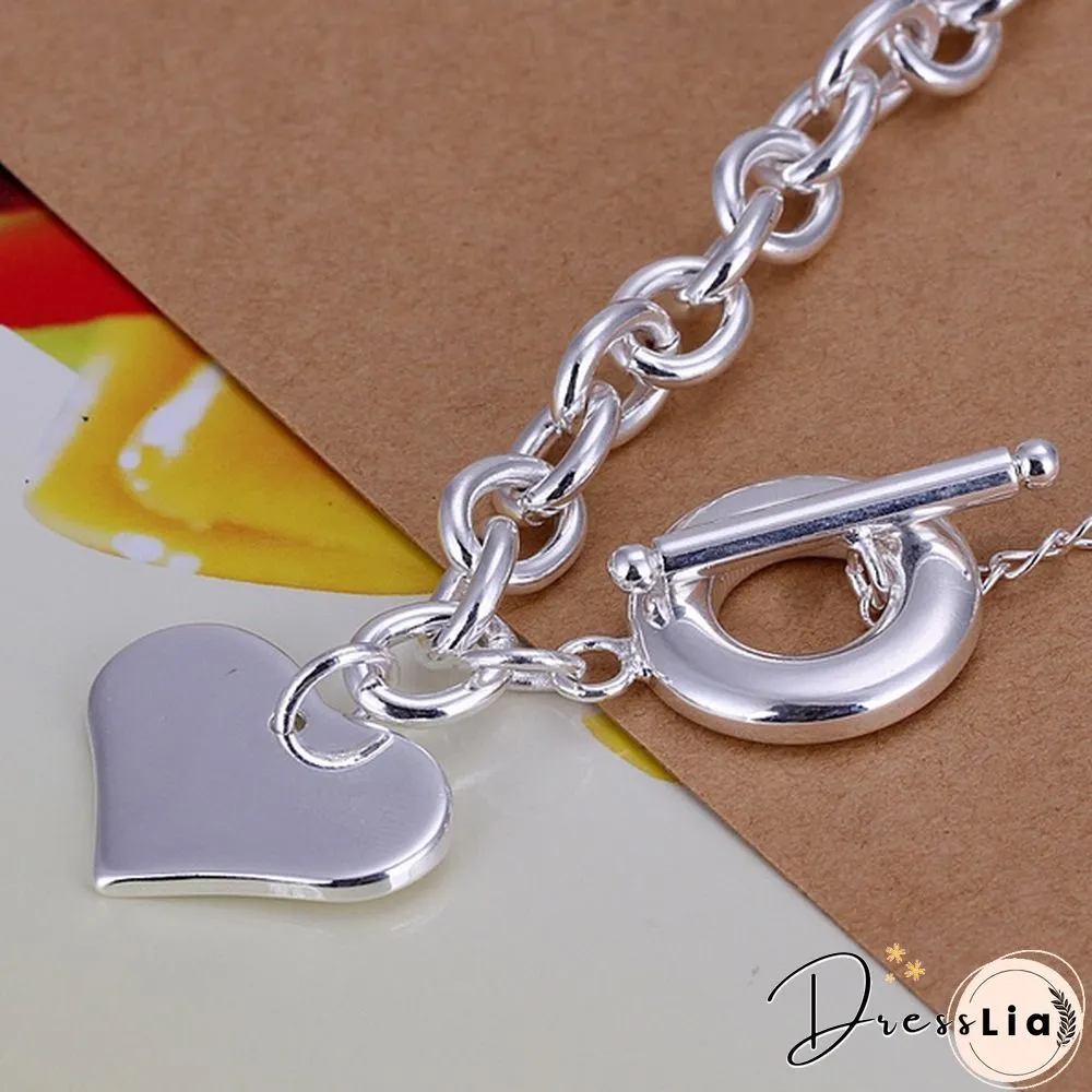 Fashion Jewelry Double Heart 925 Sterling Silver Chain Bracelets for Women