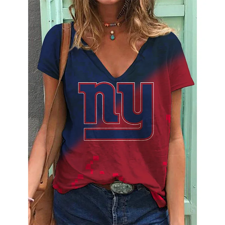 New York Giants Lightweight Short Sleeve V-Neck T-Shirt
