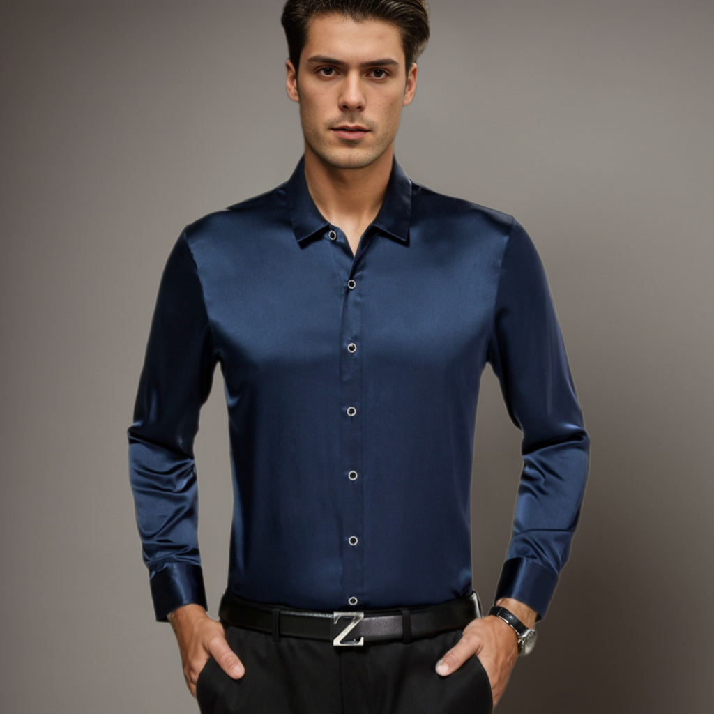 No-Iron Wrinkle-Free Men's Silk Shirt Classic Style Long Sleeves REAL SILK LIFE