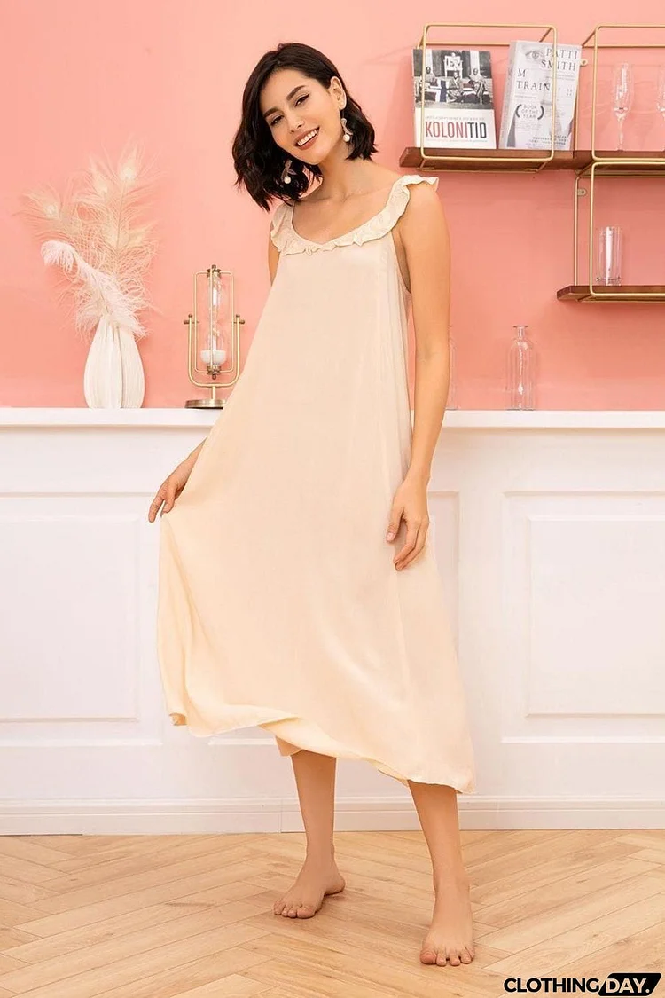 Ruffled V-Neck Night Dress