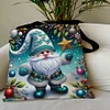 (US Only)4pcs Christmas Linen Tote Bag Handbag Large Capacity Women Shopping Shoulder Bag
