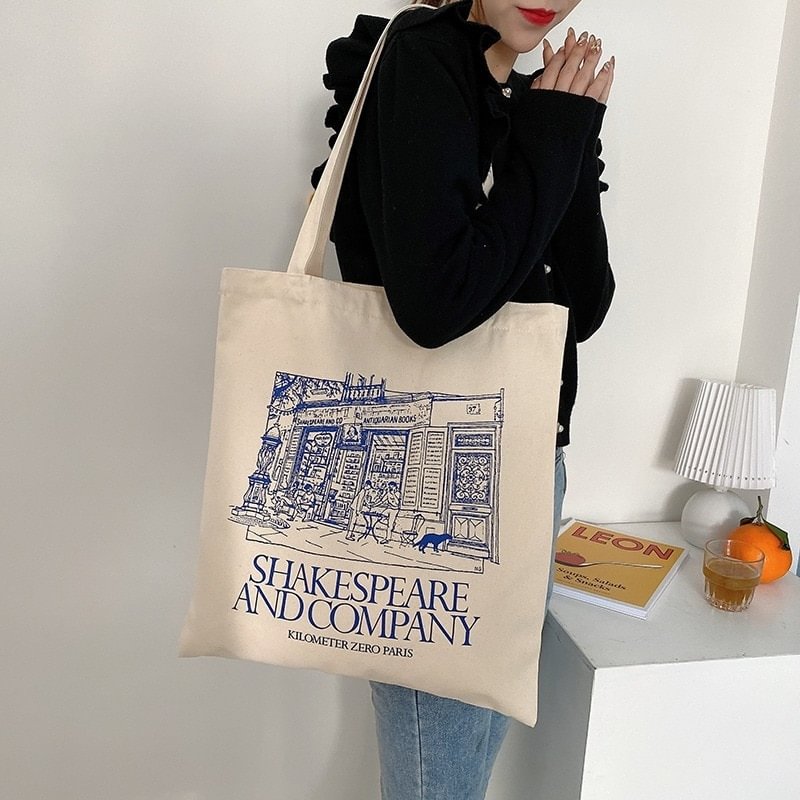 Women Canvas Shopping Bag Notting Hill Books Bag Female Cotton Cloth Shoulder Bag Eco Handbag Tote Reusable Grocery Shopper Bags US Mall Lifes