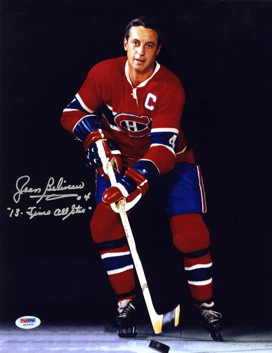 Jean Beliveau SIGNED 11x14 Photo Poster painting + Insc. Montreal Canadiens PSA/DNA AUTOGRAPHED