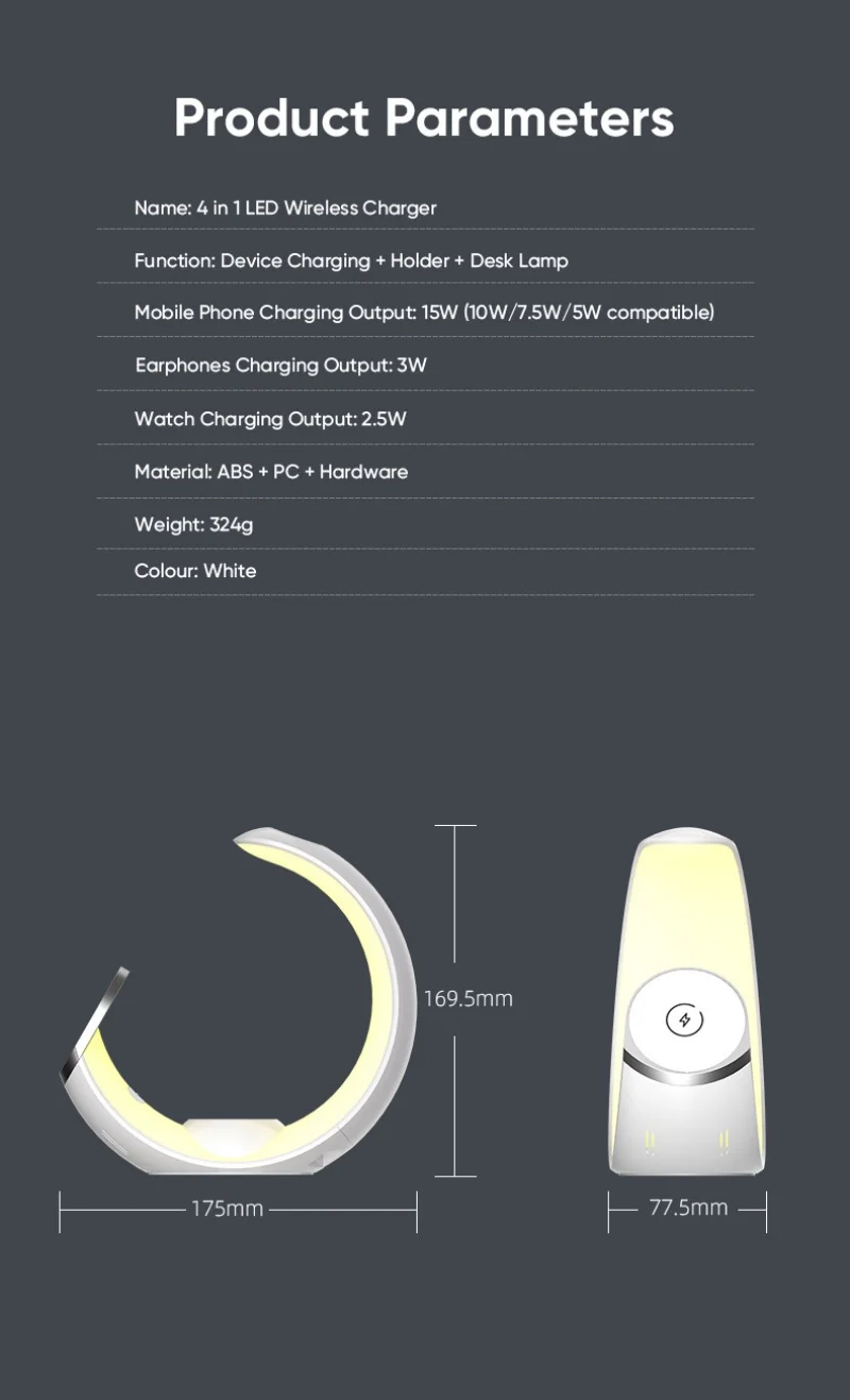 Small moon lamp magnetic 4 in 1 wireless charger