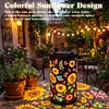 Colorful Sunflower Glow Solar Light LED Outdoor Solar Powered Hanging Garden Lantern IP65 Waterproof Sunflowers Projection Decor Lamp for Terrace/Porch/Lawn/Path