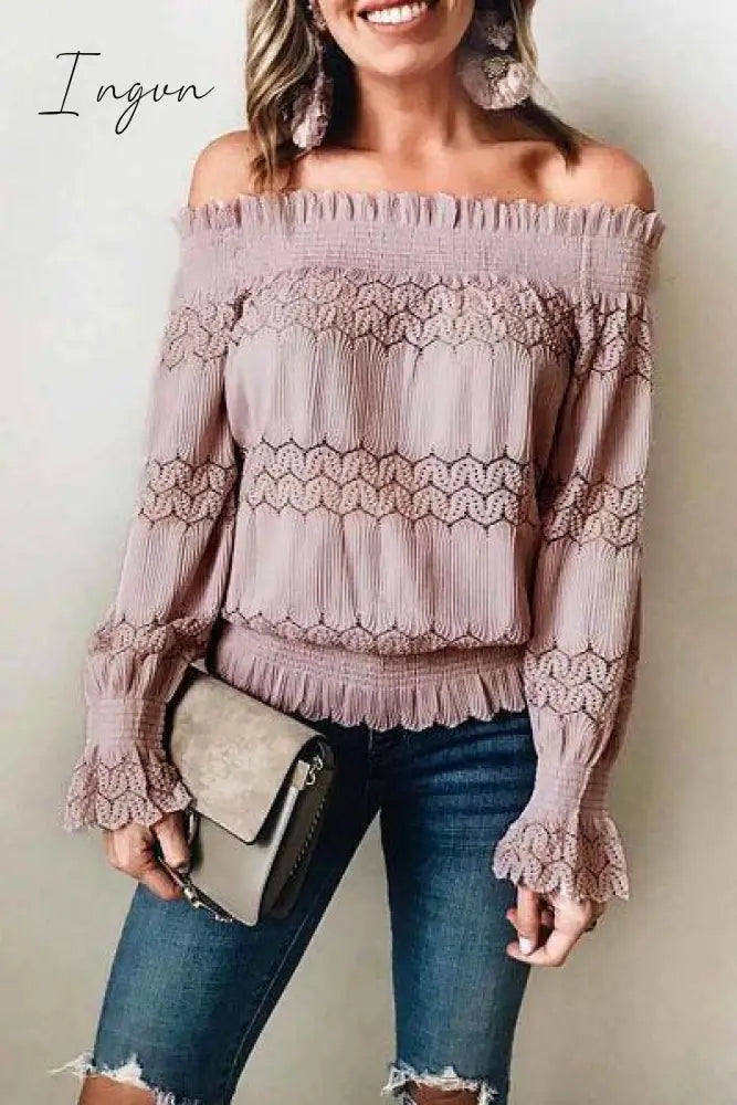 Ingvn - Flounce Design Dusty Blouse (7 Colors) S / Purple Tops