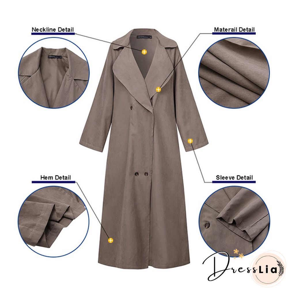 ZANZEA Women Autumn Long Sleeve Casual Elegant Trench Coat Clubbing Windbreaker