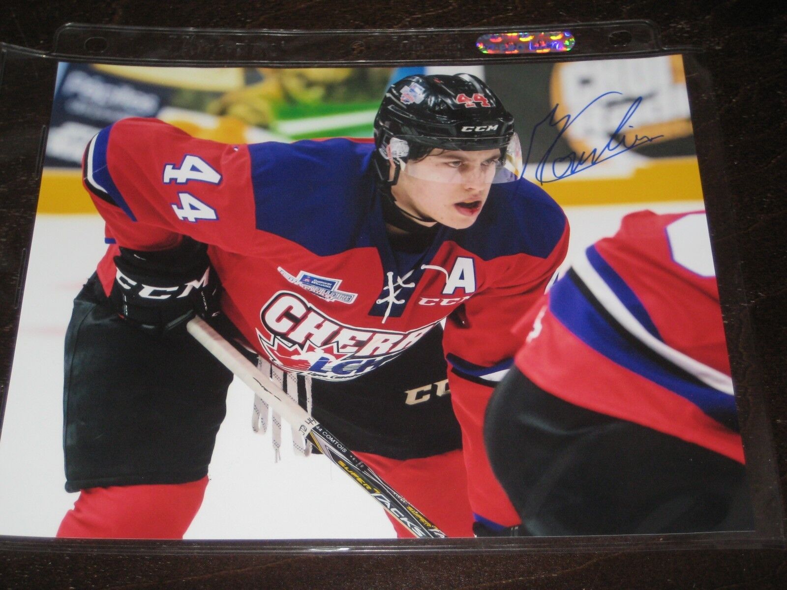 MAXIME COMTOIS autographed TEAM CHERRY Top Prospects Game