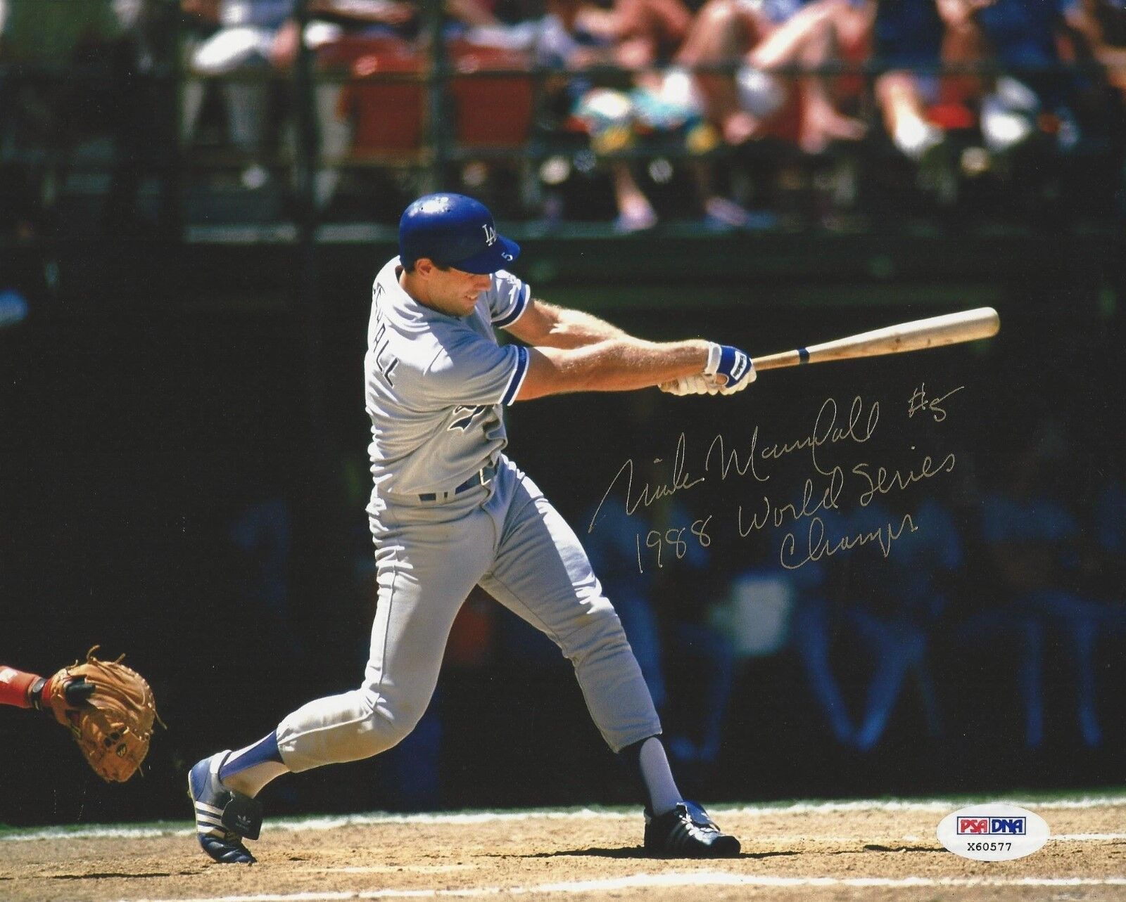 Mike Marshall Los Angeles Dodgers 1988 WS Champs signed 8x10 Photo Poster painting PSA X60577