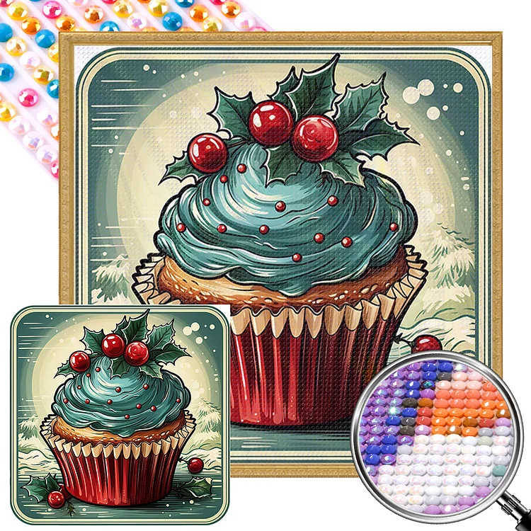 Xmas Cake - Full Round(Partial AB Drill) - Diamond Painting(35*35cm)