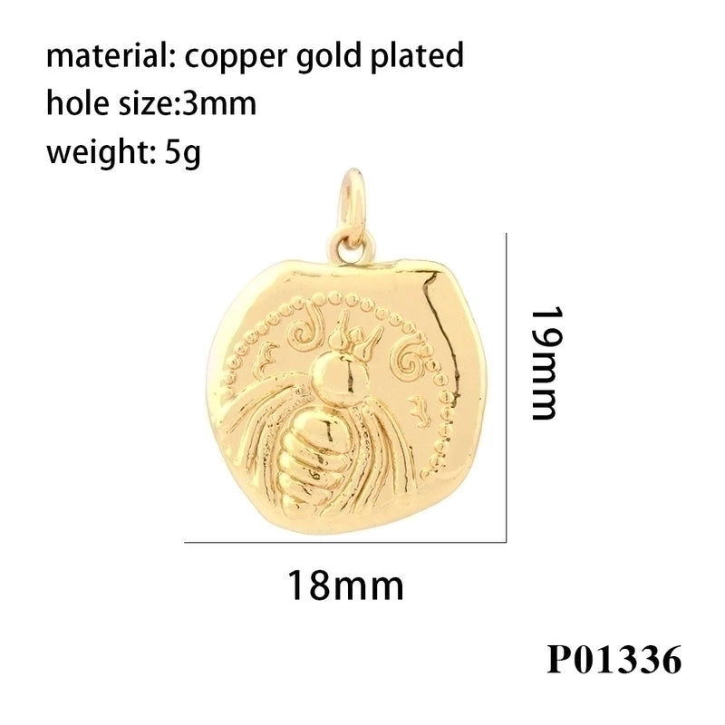 Minimalist Tree Heart Shape Eye Copper Plating Inlay Zircon 18k Gold Plated Charms