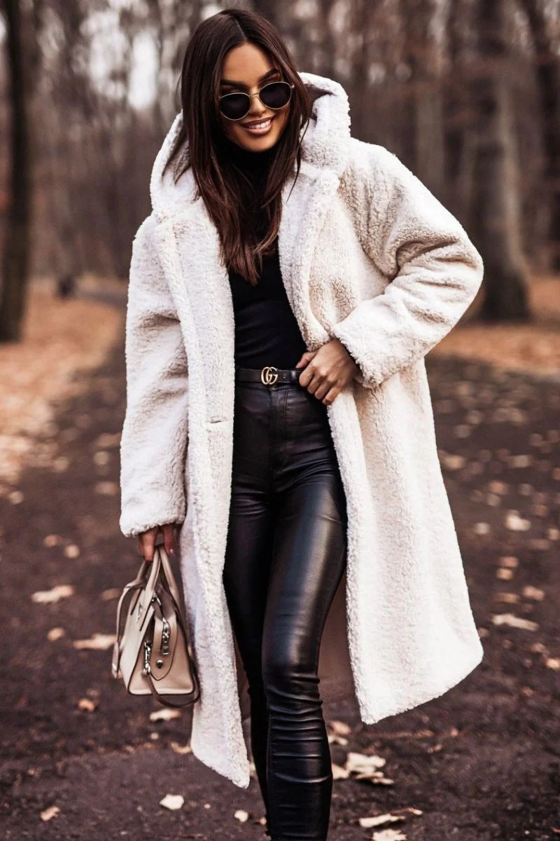 Brownm Fashionable Long Solid Color Sleeve Coats