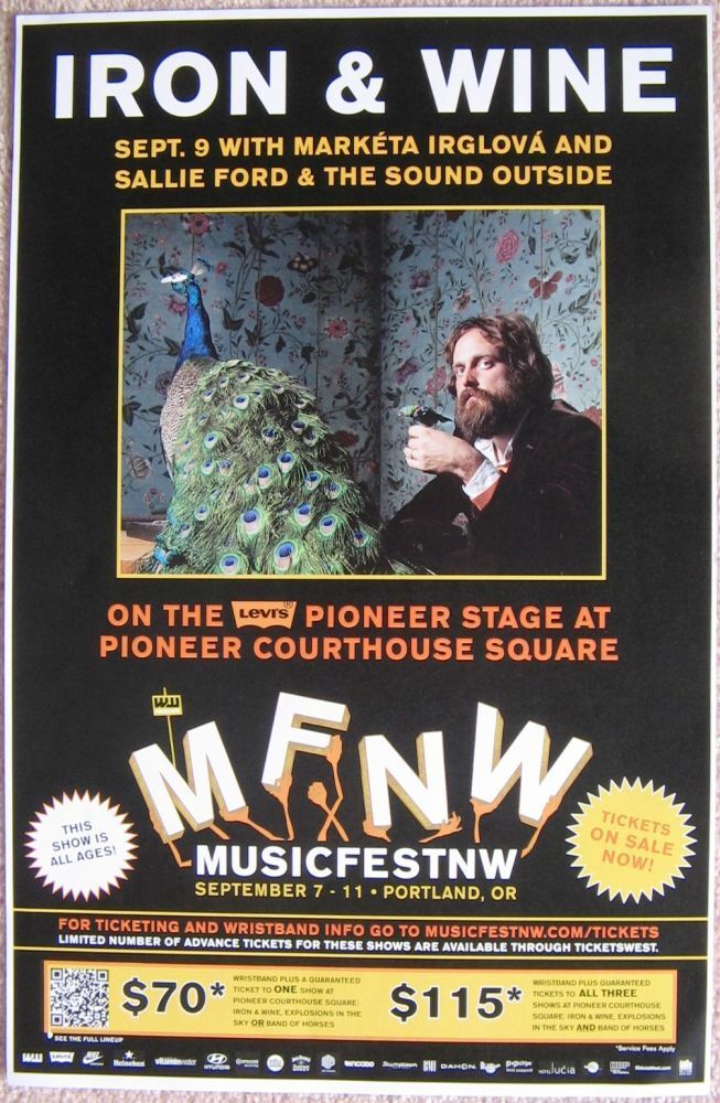 IRON AND WINE 2011 MFNW Gig POSTER Musicfest NW Portland Oregon Concert