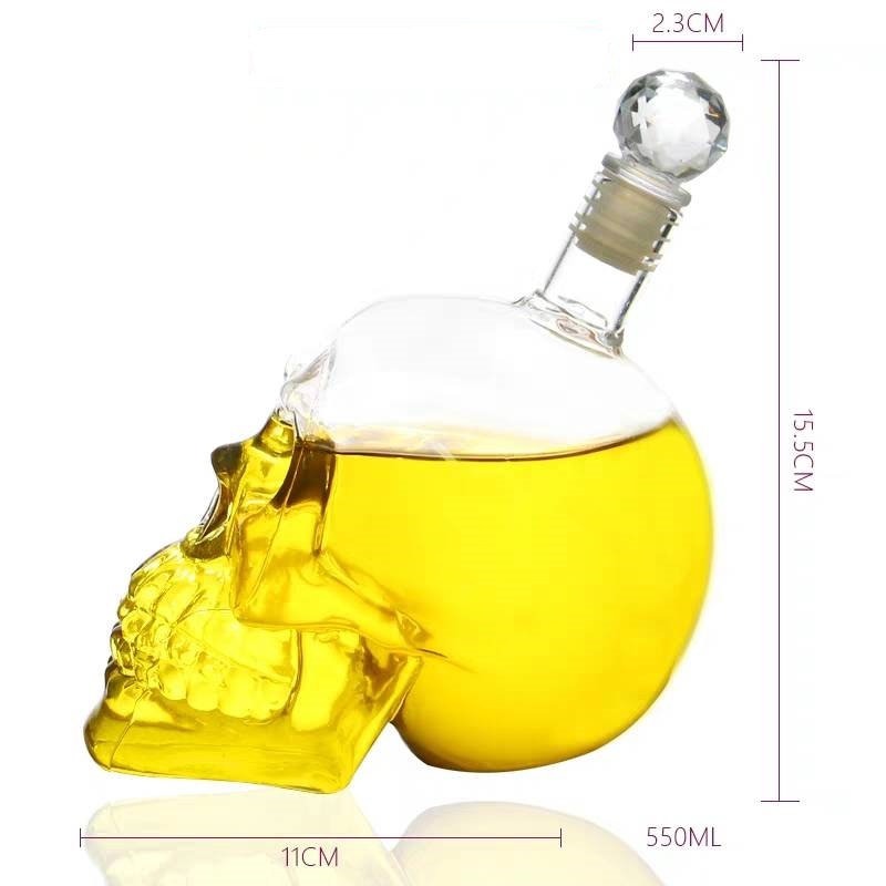 Tegooe Crystal Skull Head Decanter and Shot Glass Set Novelty Whiskey