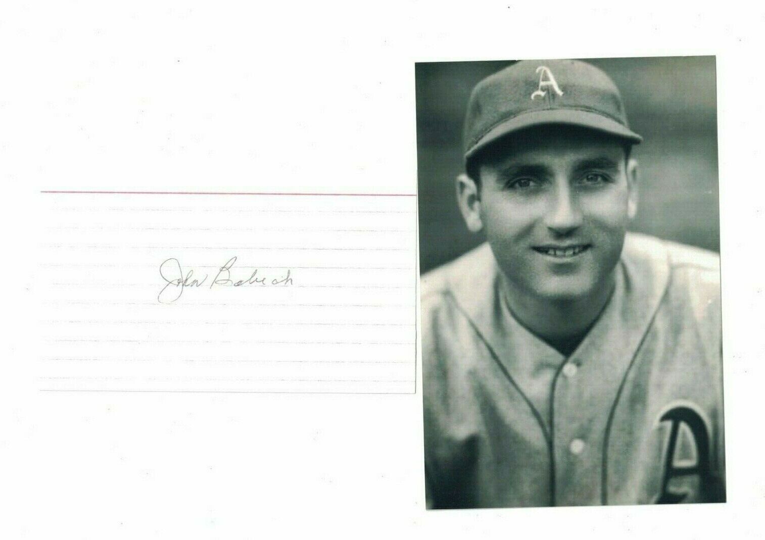 John Babich Philadelphia Athletics Signed Index Card W/4x6 Photo Poster painting W/Our COA