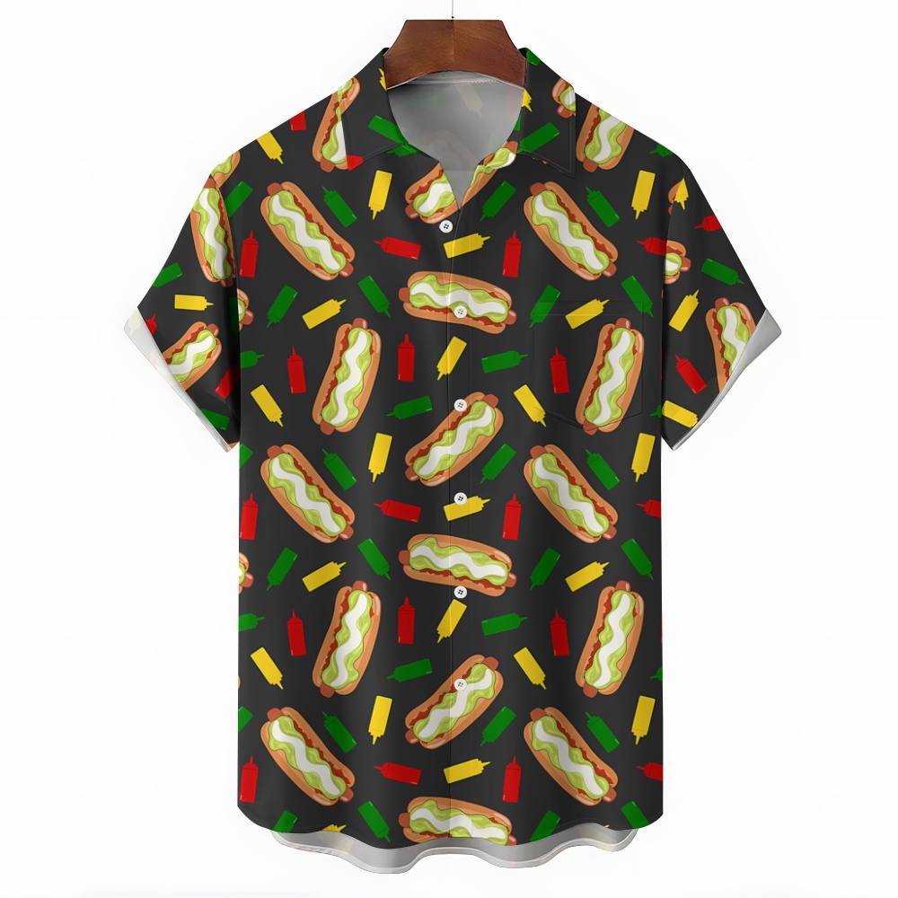 Hot Dog Pattern Hawaiian Shirt