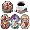 6Pcs/set Diamond Painting Wooden Animals Coaster Cup Cushion With Holder