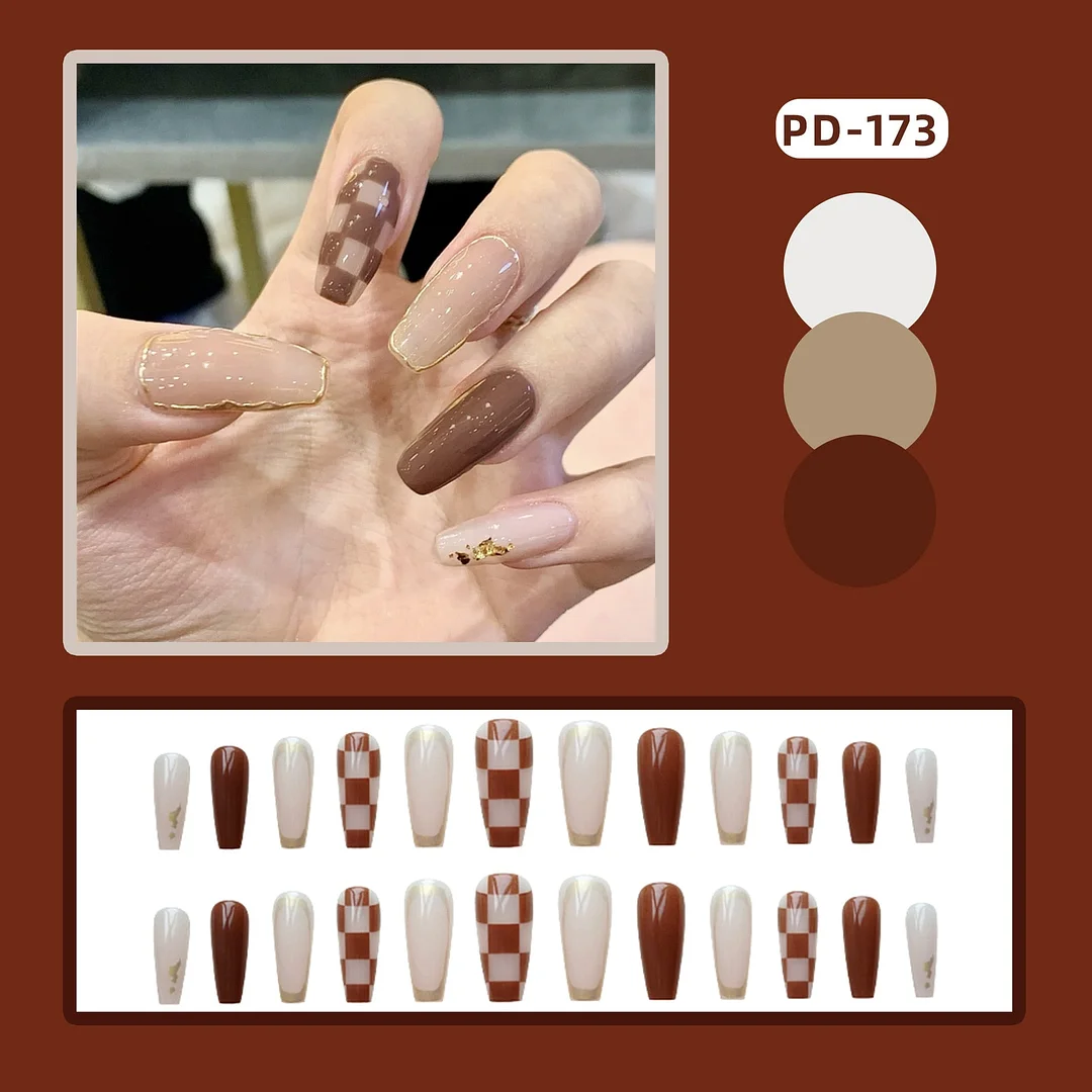 24PCS Rose Pink Color Changing Fake Nails Art Tips Press On False Detachable Full Cover Artificial Nail Art DIY Manicure No Glue-Nail Inspo