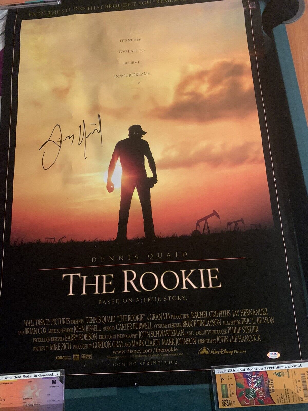 Dennis Quaid Autographed Signed Original Poster. The Rookie Psa Coa 27x40