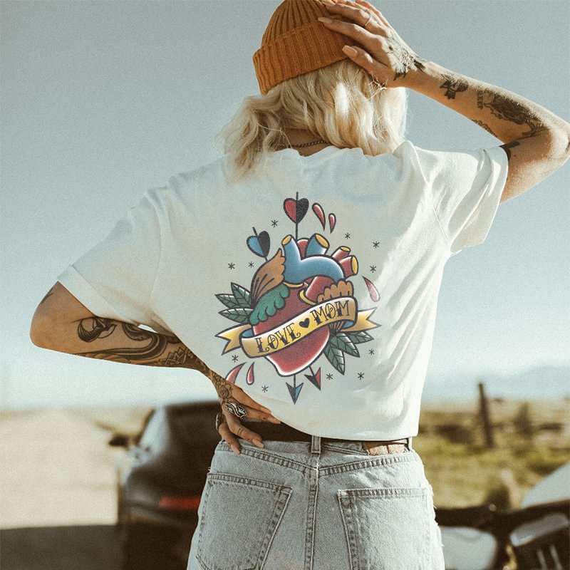 LOVE MOM heart print t-shirt designer - Krazyskull