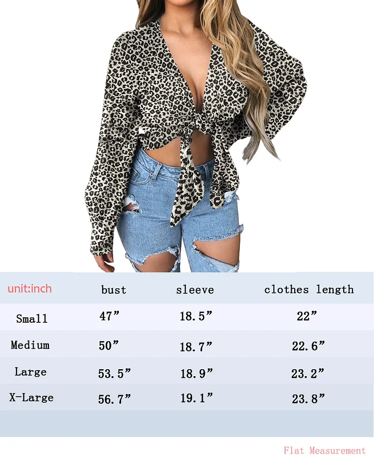 Women's Wrap Crop Top, Sexy Deep V-Neck Knot Front Long Sleeve