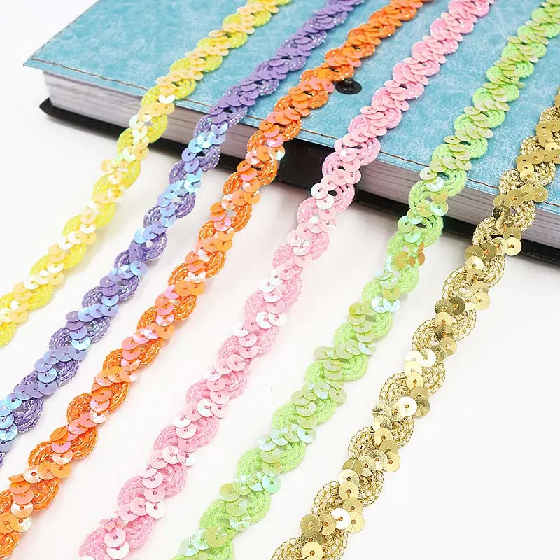 5Meters 1.5cm Loose Round Flat Sequins Laser Giltter Paillettes Sequins for Crafts Sewing on Cloth Accessory Sequin Trim