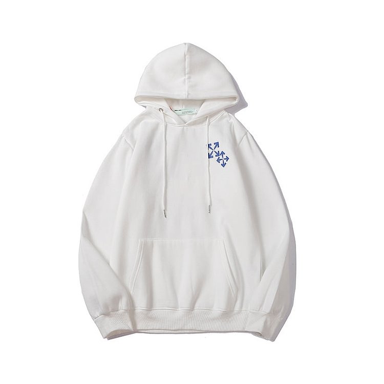 Off White Hoodie Autumn and Winter Cartoon Bear Square Arrow Velvet Padded Hooded Sweatshirt Men and Women Same Style