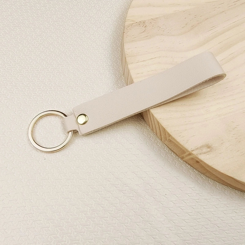 Solid Color Leather Key Chain Hand Rope Bag Pendant Doll Lanyard Fashion Couple Car Key Chain Accessories