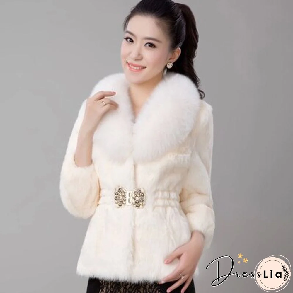 New Short Fur Coat Women Jacket Autumn Winter Imitation Rabbit Hair Short Korean Loose Thin Large Fur Collar Women Coat