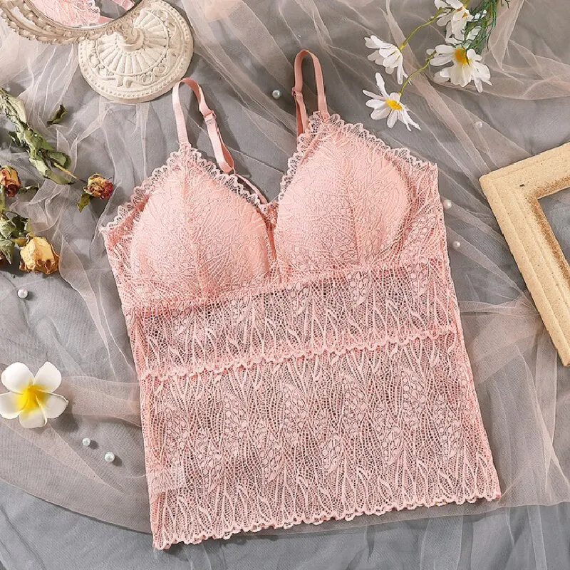 Sexy Tank Top Padded Shape Women Camisole Feminino Top топ Hollow Lace Beauty Back Vest Crop Tee Comfortable Cami топики женские