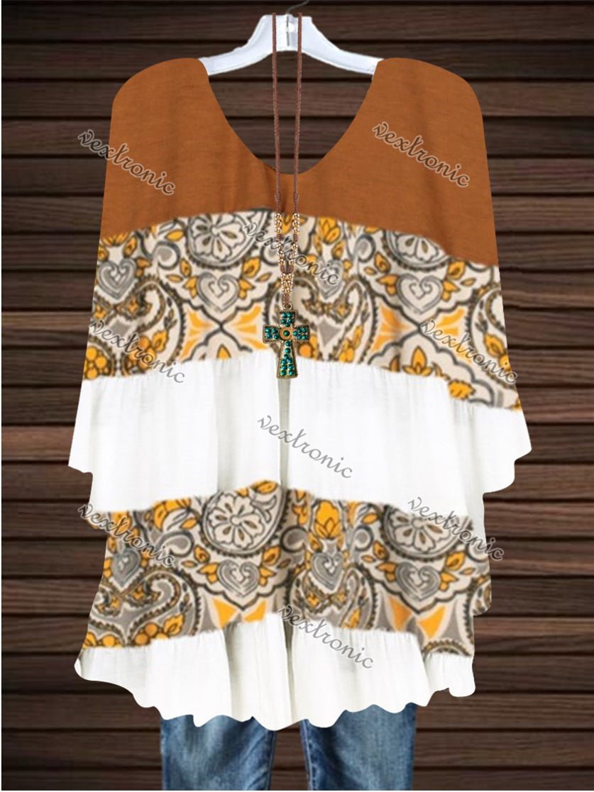 Women 3/4 Sleeve Scoop Neck Graphic Top