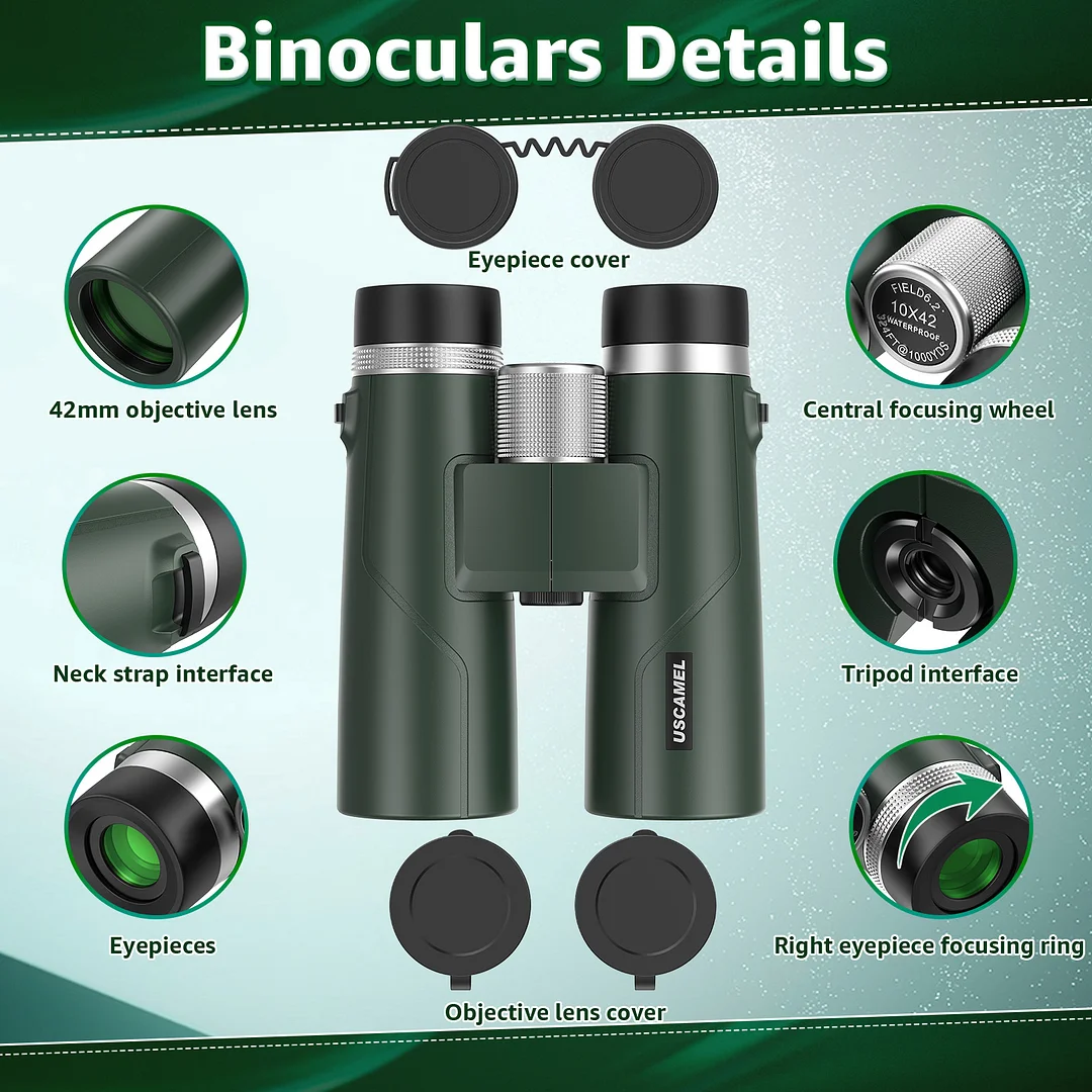  BEBANG 10x42 HD Binoculars for Adults, Large View Binoculars with Clear Low Light Vision,Binoculars for Bird Watching Travel
