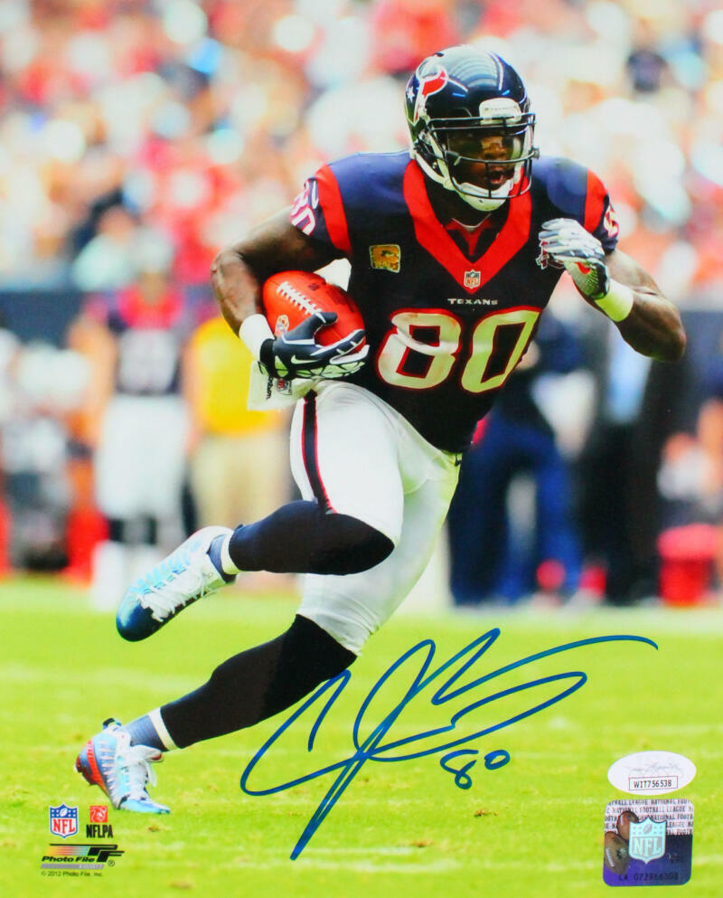 Andre Johnson Signed Houston Texans 8x10 Blue JSY Photo Poster painting-JSA W Auth *Blue