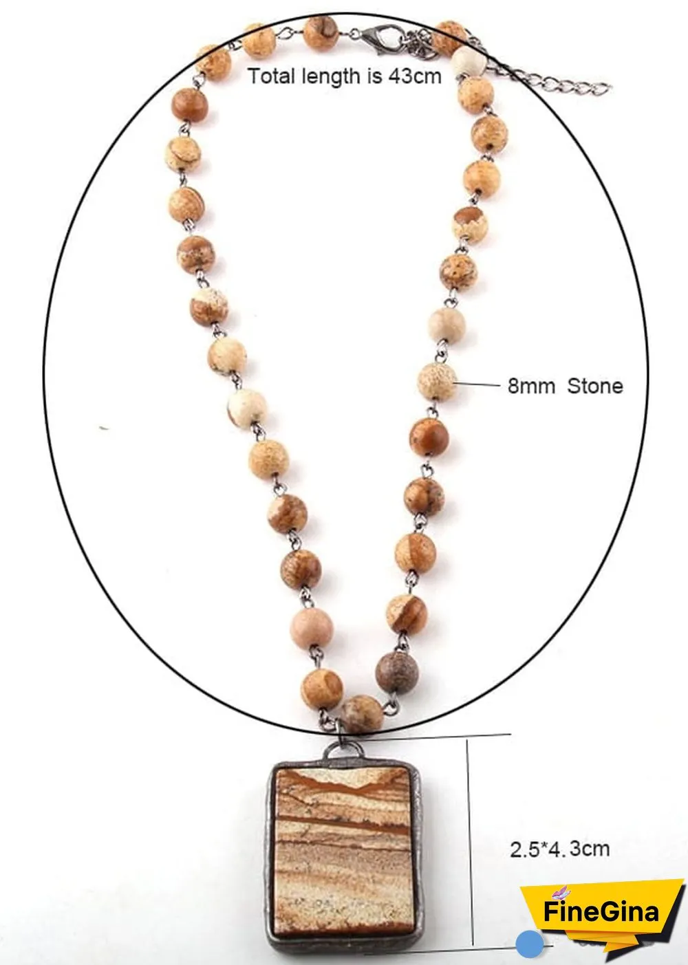 Boho Necklace, RH Jade Amazonite, Square Green Natural Stone